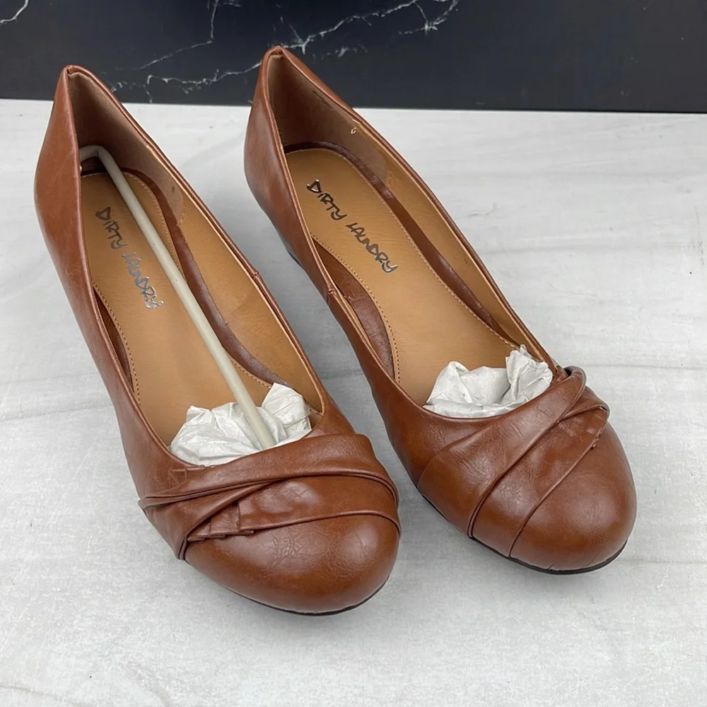 Dirty Laundry Brown Wedge Flats